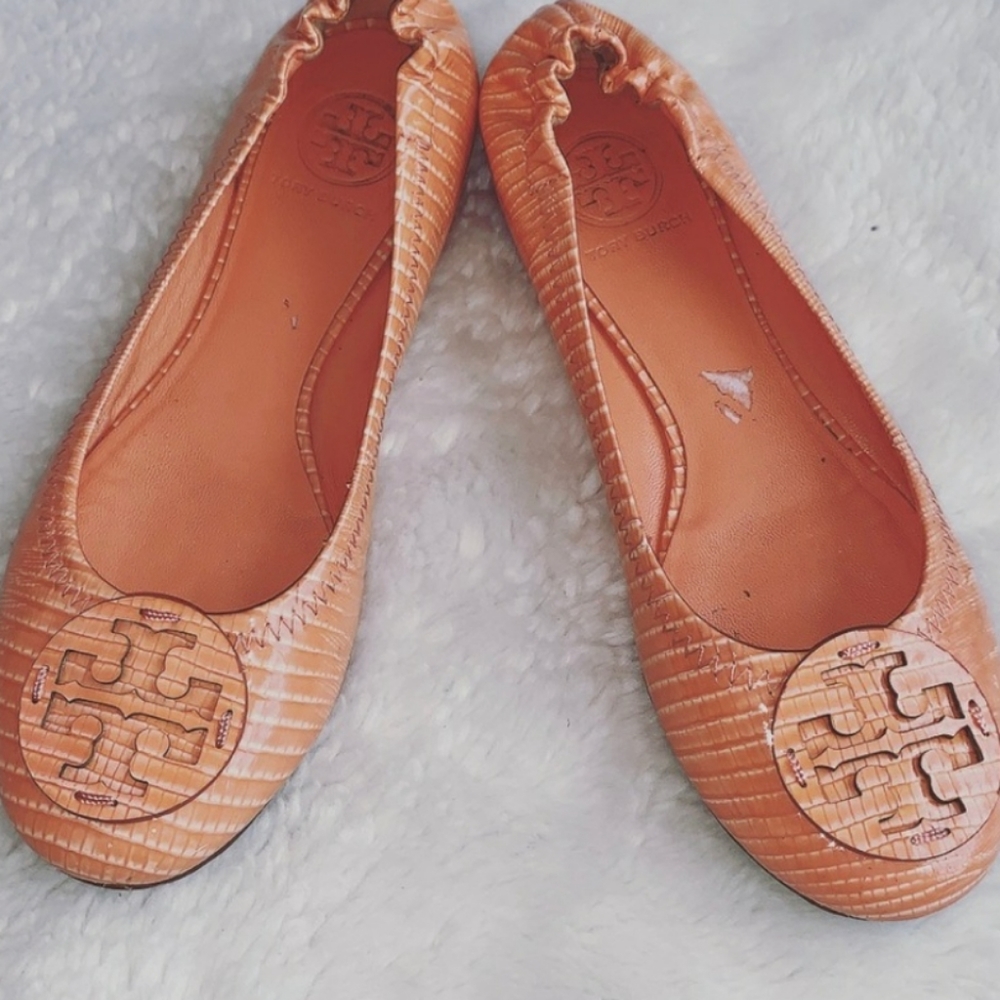 Tory Burch | Peach Patent Leather Flats | Sz 9
